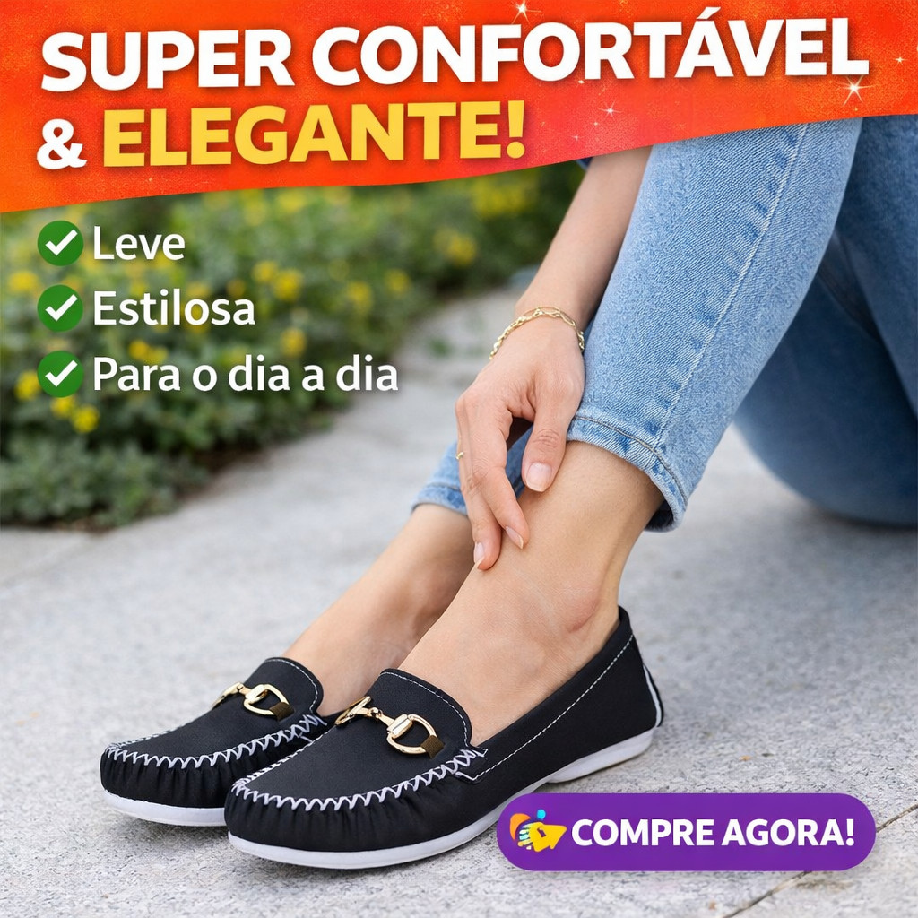 Sapatilha Feminina Mocassim Confortável Casual Elegante Leve para Trabalho e Dia a Dia 34 ao 39