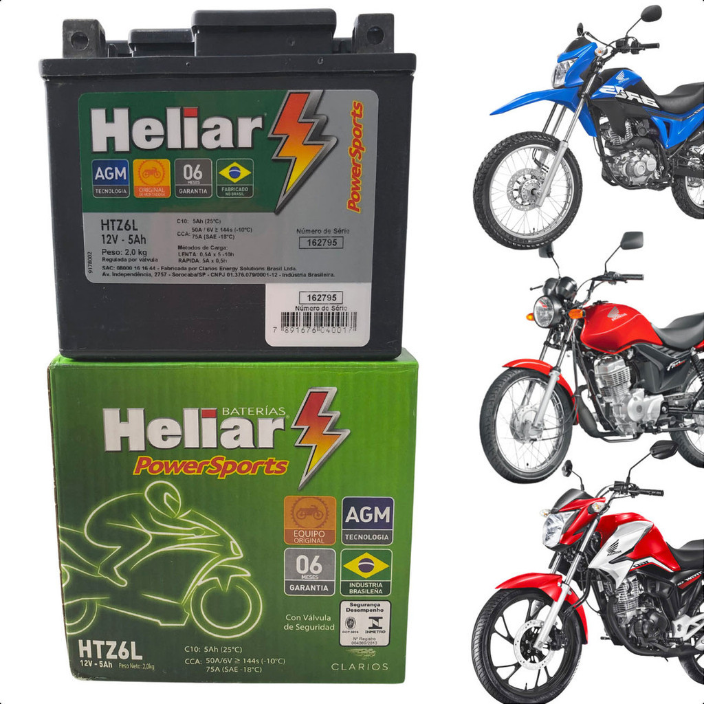 Bateria De Moto Yamaha YBR 125 Factor Fazer NMAX 160 em Oferta na Shopee
