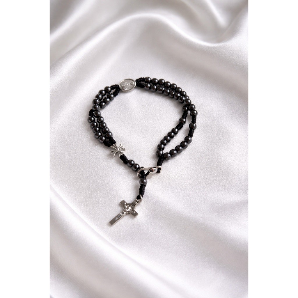 Pulseira Terço DE Pulso Hematita Medalha Nossa Senhora Pulseira Terço Religioso Hematita Nossa Senhora Aparecida Medalha