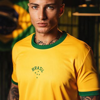 Camisa Brasil Urban Dry Amarela Masculina em Oferta na Shopee