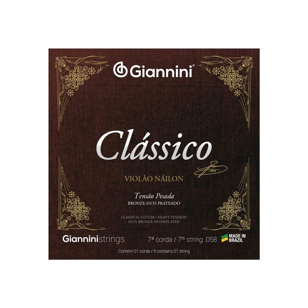 7ª Corda Avulsa Giannini GENWPA-7 0.058 Nylon Tensão Pesada Violão Clássico
