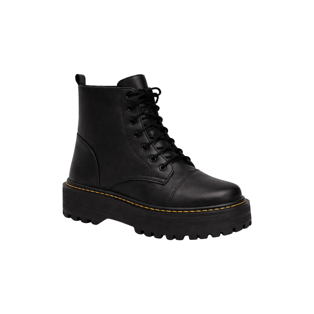 Coturno Feminino Plataforma Confortável Tratorado Bota Casual Resistente