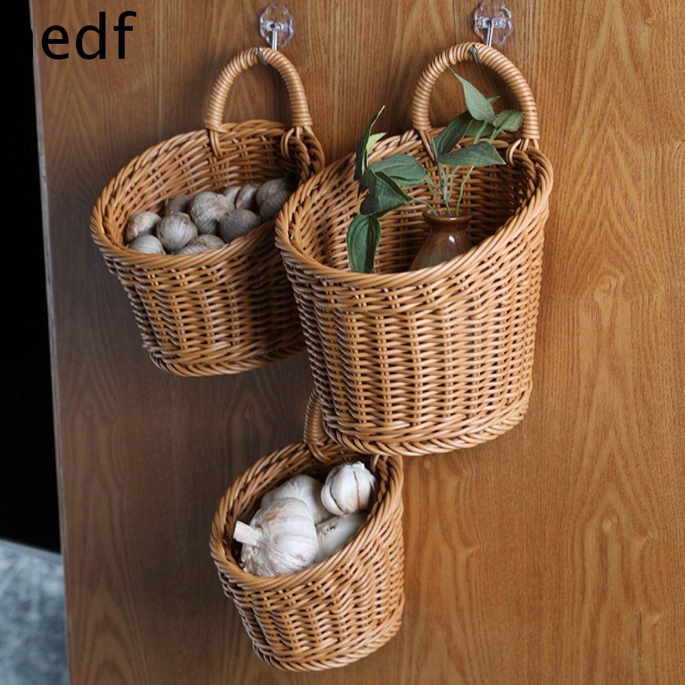 Cestas De Armazenamento De Frutas Vegetais NEDFS , Cesta Suspensa De Vime De Plástico Tecido , Portáteis De Plantas De J em Oferta na Shopee
