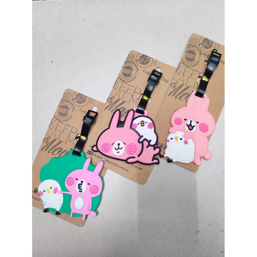 Etiqueta de bagagem fofa indispensável para viagem Kanahei Etiqueta de bagagem de coelho rosa HTXR