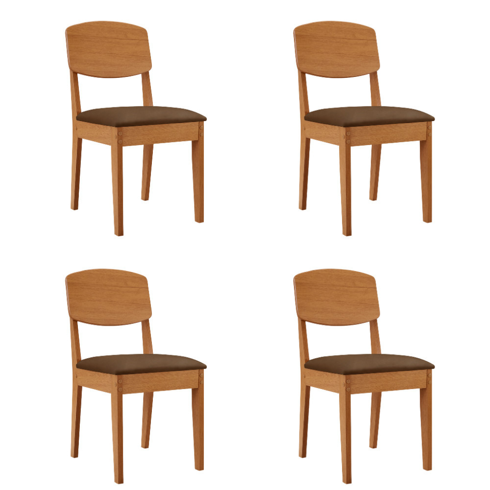 Conjunto com 4 Cadeiras MDF Copper para Sala de Jantar Moderna Mobília