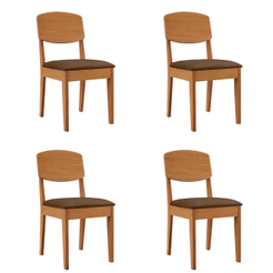 Conjunto com 4 Cadeiras MDF Copper para Sala de Jantar Moderna Mobília