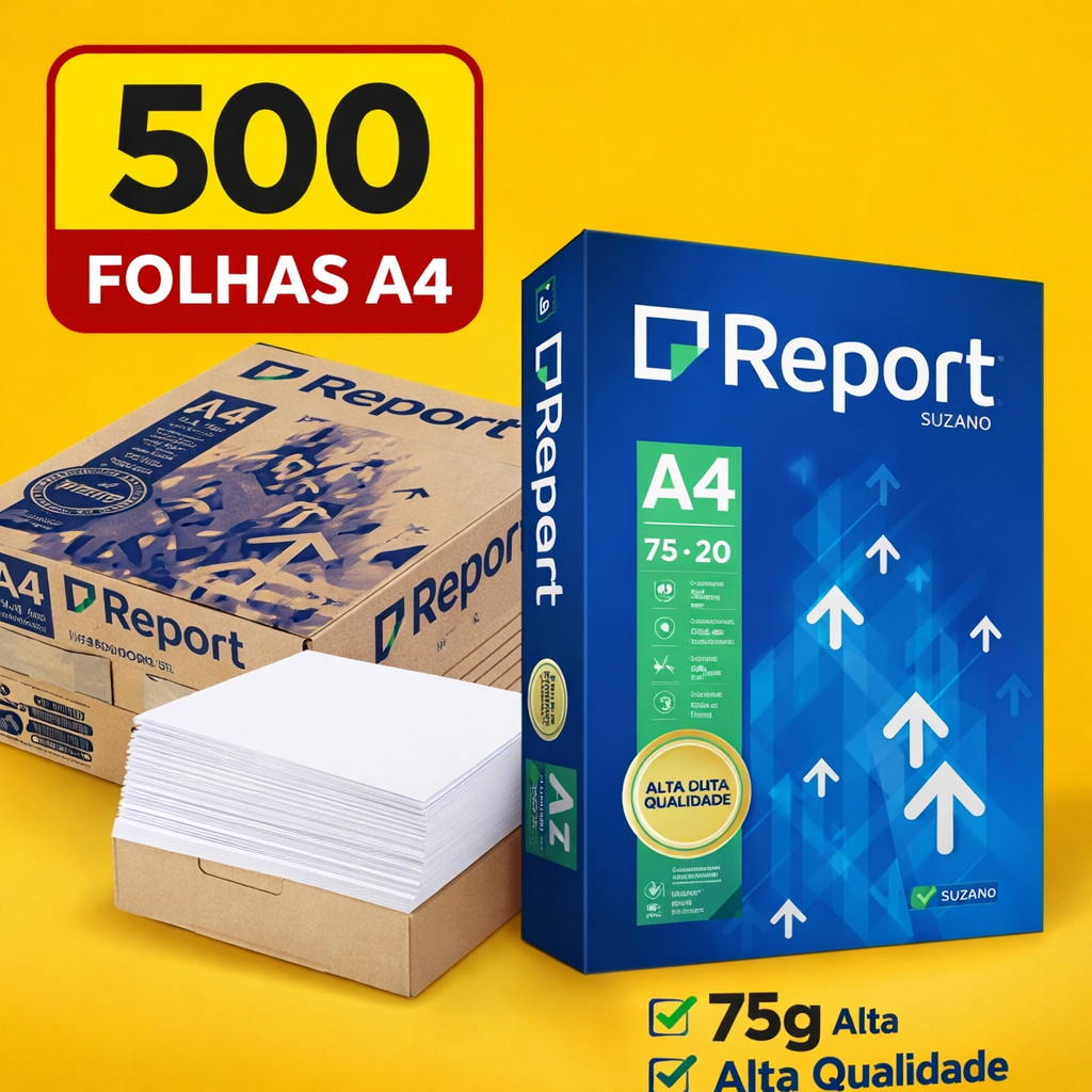 Imagem Papel Sulfite A4 Report 500 Folhas Branco Alta Qualidade Impressora