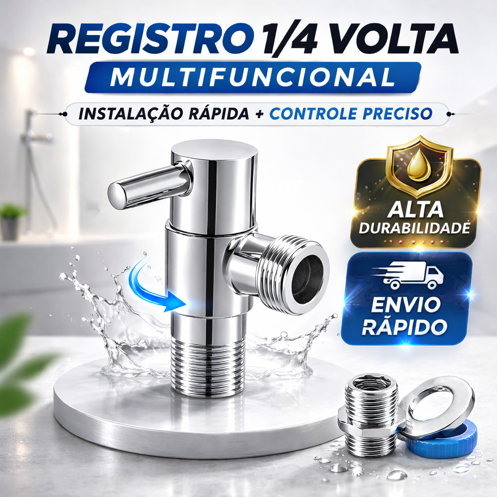 Registro Torneira Para Ducha Higiênica em Aço Inox cromado 1/4 de Volta e Saída 1/2