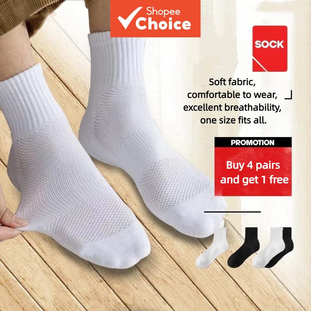 Pacote Com 5 Meias Esportivas Respiráveis De Corte Médio-Sola Felpuda , Parte Superior De Malha Para Corrida E Basquete