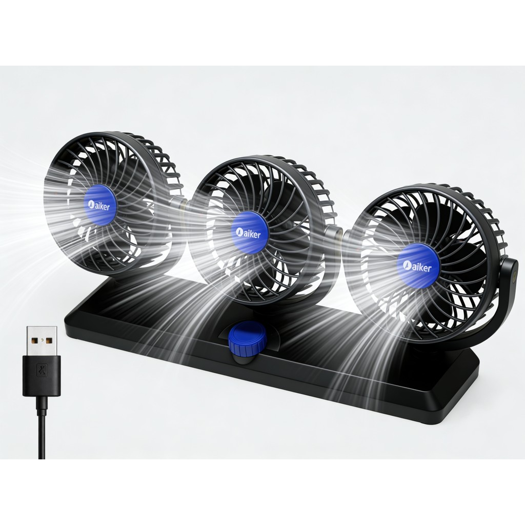 Ventilador Automotivo Triplo Ajustável Carro Caminhão Usb 5v