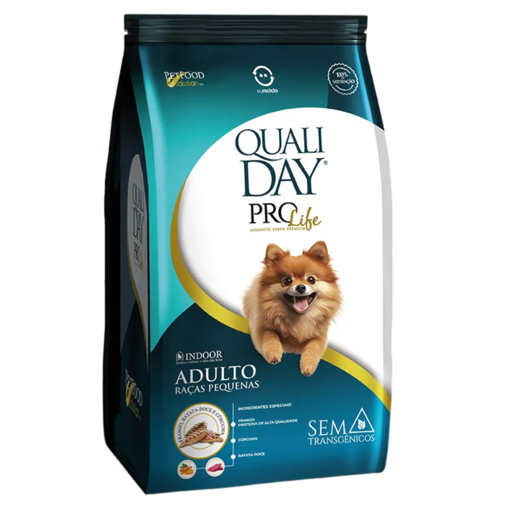 Ração Qualiday ProLife Sabor Frango, Batata-Doce e Cúrcuma 2,5kg Para Cães Adultos de Raças Pequenas
