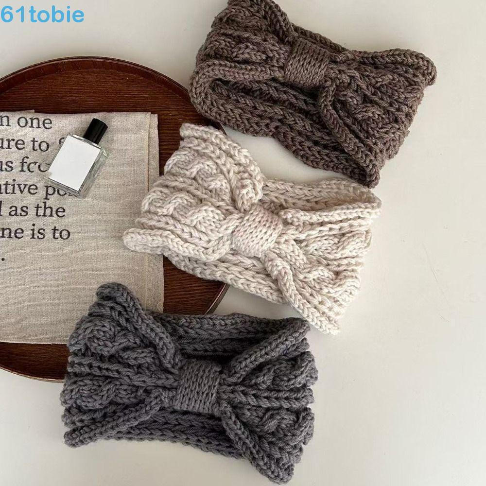 TOBIE Arco Bandana , Orelha Quente Nó Torção Malha Hairband , Borda Larga Turbante Crochê Inverno