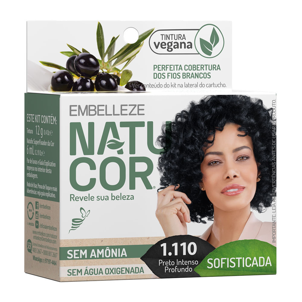 Tintura Natucor Embelleze Cor Preto Intenso Profundo 1.110 Sofisticada em Oferta na Shopee