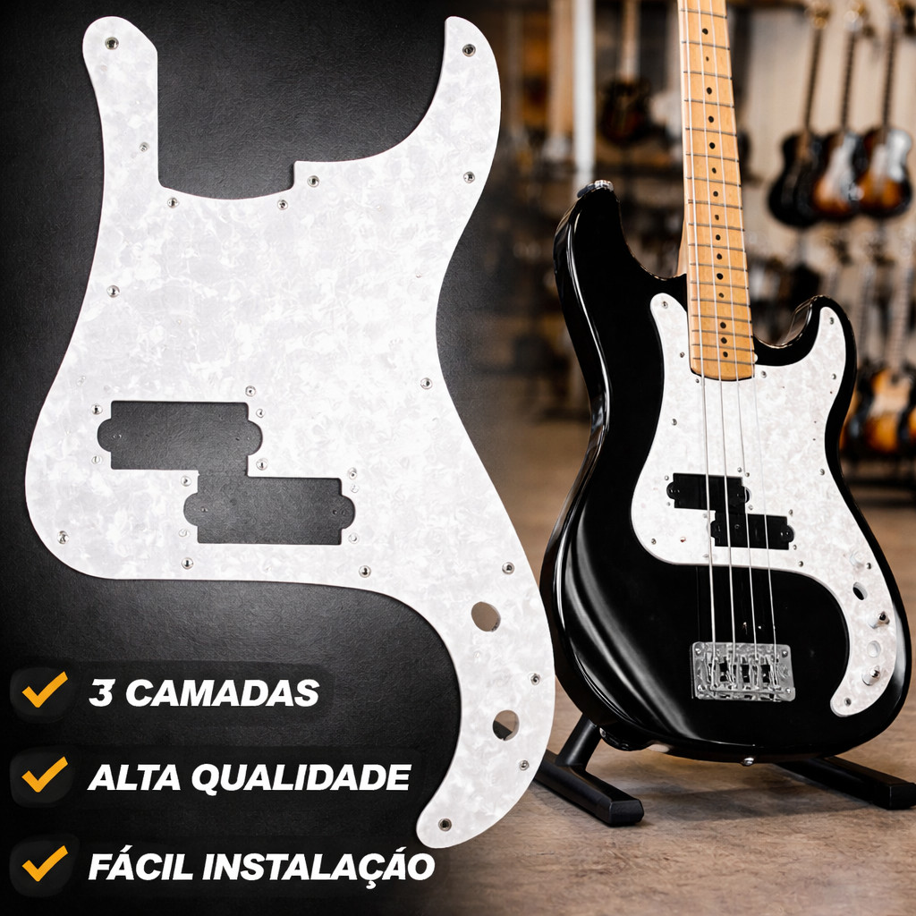 Escudo Contra Baixo Precision 3 Camadas PB Pérola Branco Wave NPB-01/PW