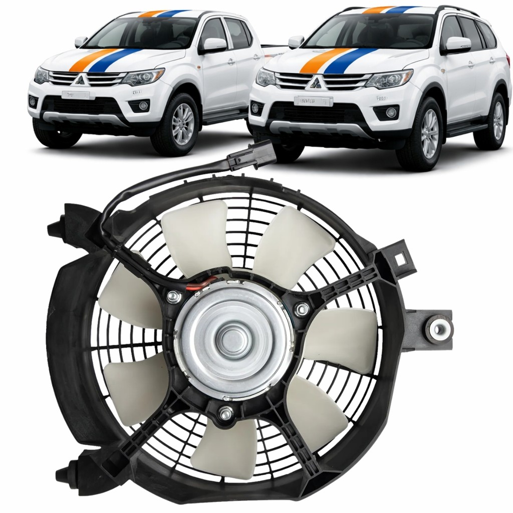 Eletroventilador Condensador L200 Triton Pajero Dakar 2007 a 2016 Com Defletor Sem Resistencia OEM 37406J520 MR250808S