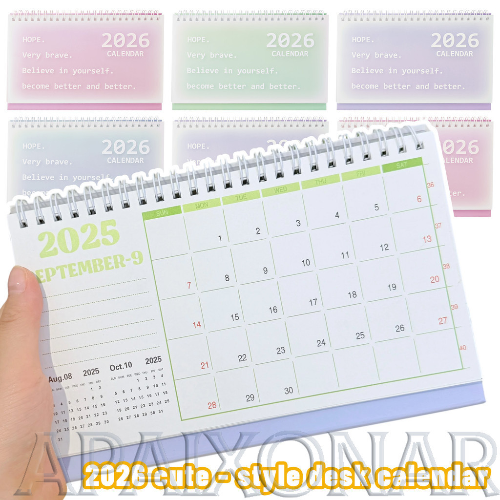 [Entrega Rápida] Calendário De Mesa De Papel Premium 2026 , Design Minimalista Coreano Com Layout Elegante , 4 Opções De