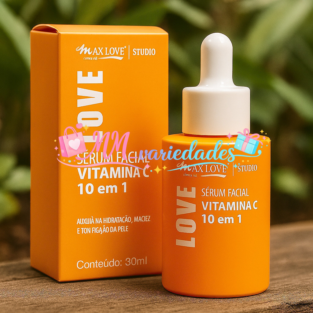 ✨ Sérum Facial Vitamina C 10 em 1 Max Love 30ml – Clareador, Antioxidante e Hidratante60A9