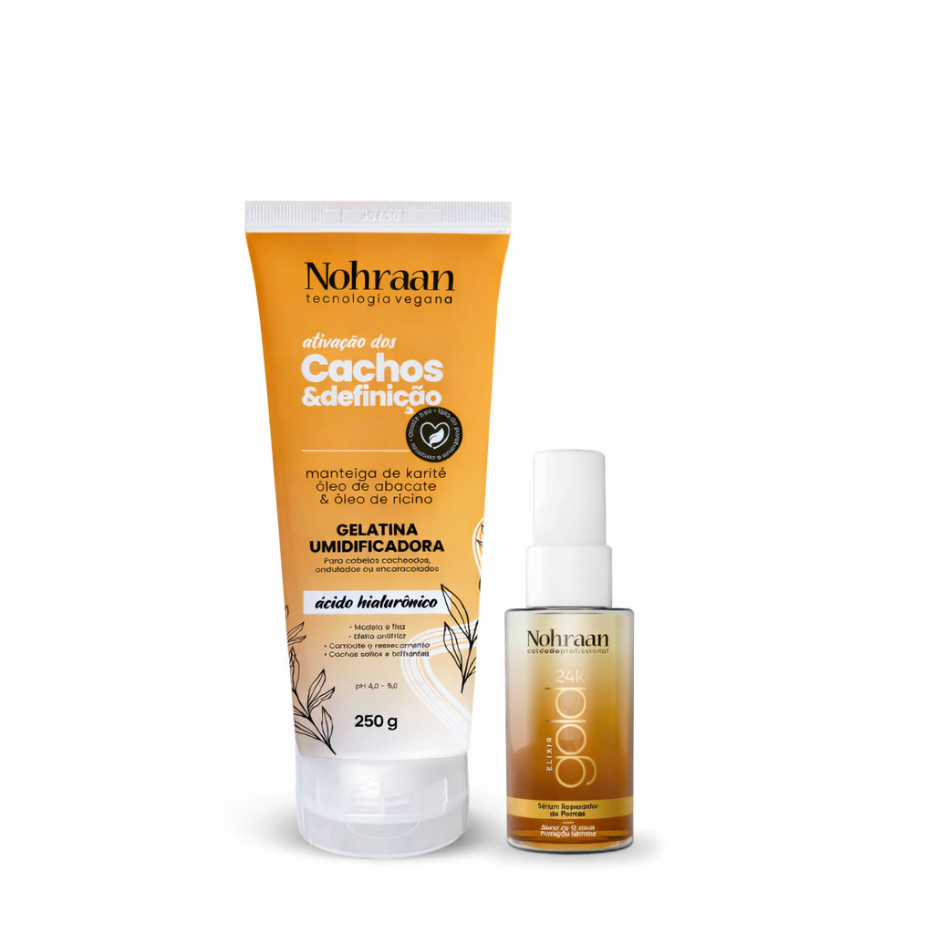 Kit Gelatina Cachos Karité + Elixir 24K | Nohraan
