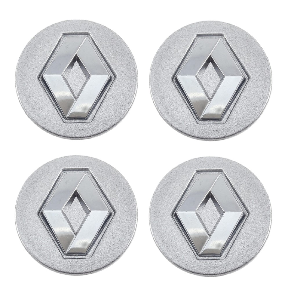 Kit 4 Calota Central Centro p/Roda Renault Captur Clio Duster Fluence Kwid Logan Sandero Zoe