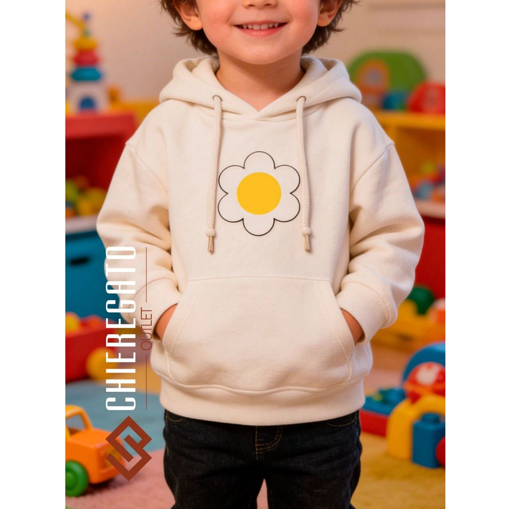 Blusa de Frio Moletom Infantil Juvenil Flor Amarela Patch Margarida Com Capuz Moletom Grosso Inverno