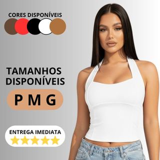 Blusa Feminina Top Halter Frente Única Costas Nuas Cropped Halter Neck Verão Tendência