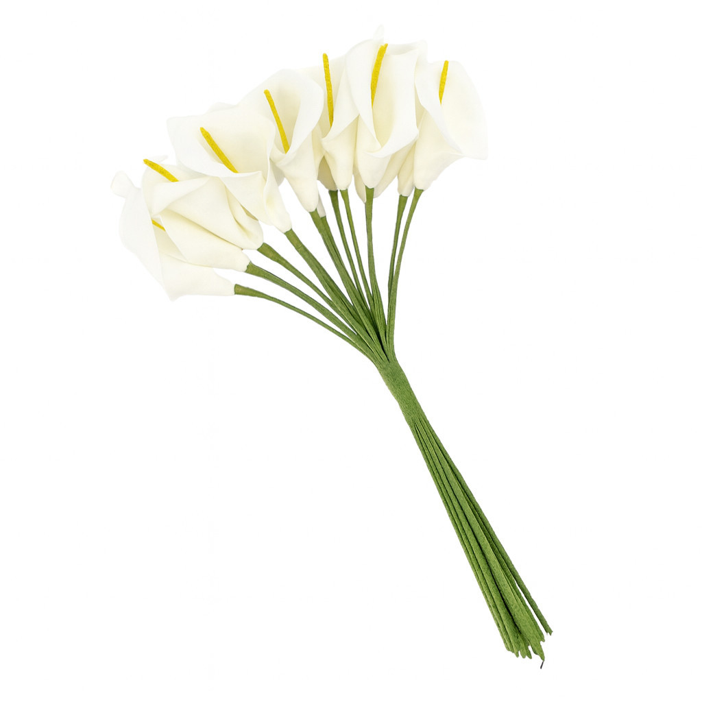 Kit com 144 Mini Flores de Copo de Leite Artificial Decoração Casamento