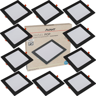 Kit 10 Luminária Painel Plafon 24W Quadrado Embutir Luz Neutra 4000K Led Bivolt 127v 220v Avant em Oferta na Shopee