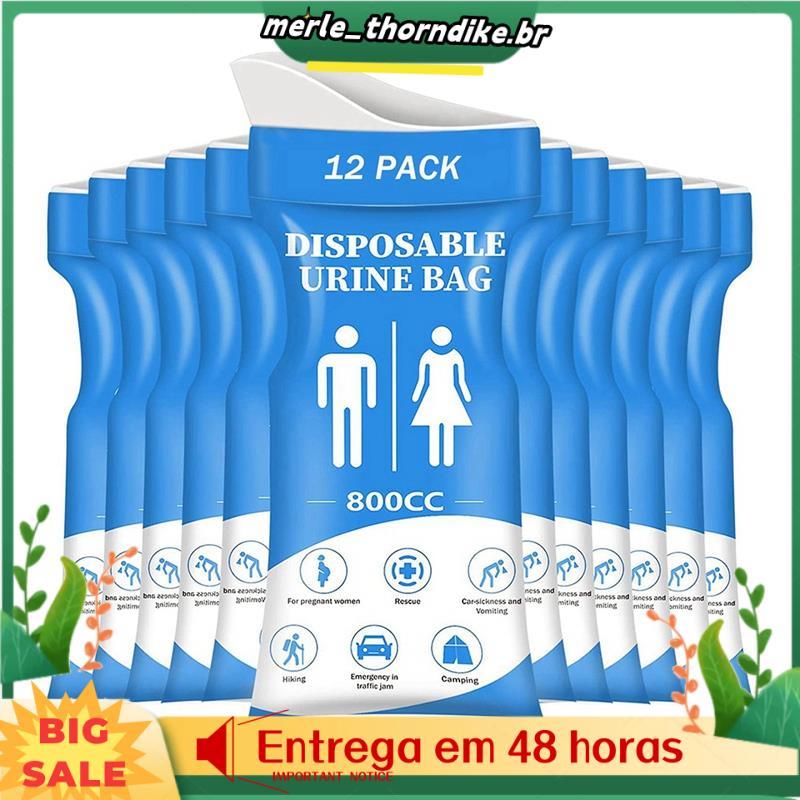 Saco De Urina Descartável , 12 Sacos De Xixi Para Viagens Mulheres/Homens , Mictório Portátil De Emergência De 800ML E V