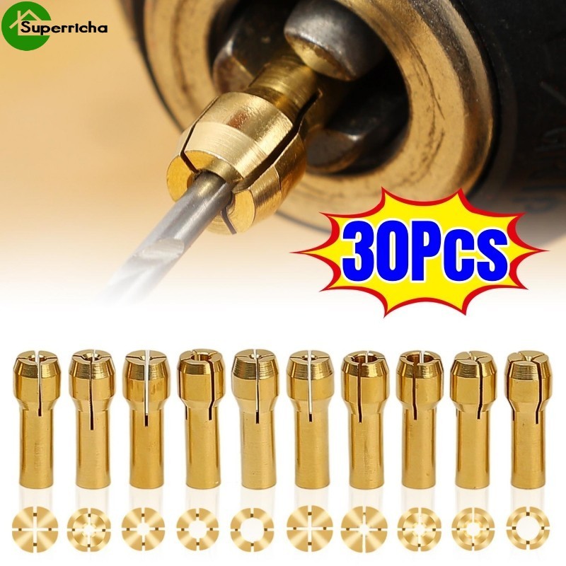 Adaptador De Mandris De Broca De Latão De 30-10 Unidades-Ferramenta Rotativa-Mini Mandril De Pinça-Cabeça De Moagem Elét