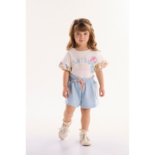 Conjunto Infantil para Menina com Blusa e Short Aumigo Três e Já em Oferta na Shopee