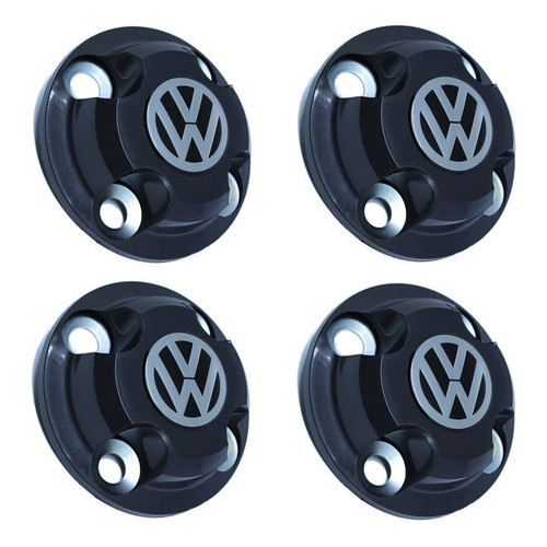Jogo Calotinhas Centrais Vw Preto Aro 13 14 15 4x100