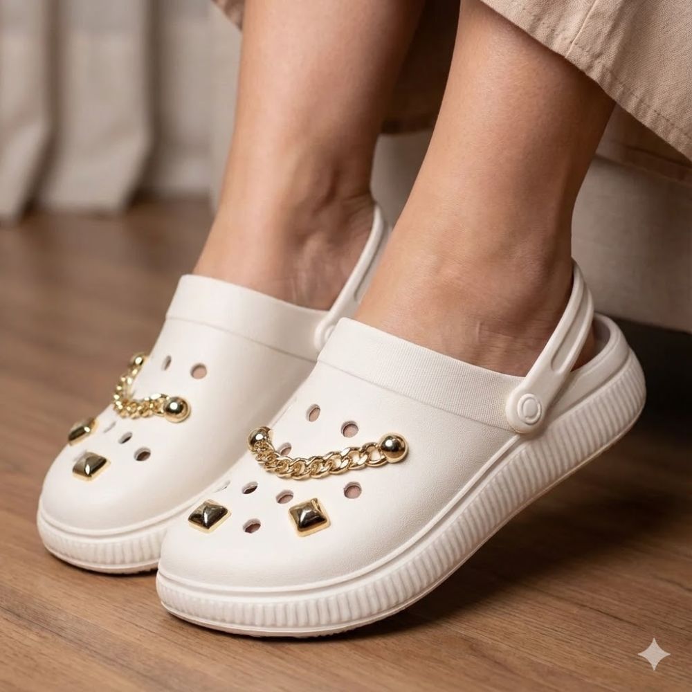 Sandália Babuche Feminina Moleca EVA Off White/Dourado em Oferta na Shopee