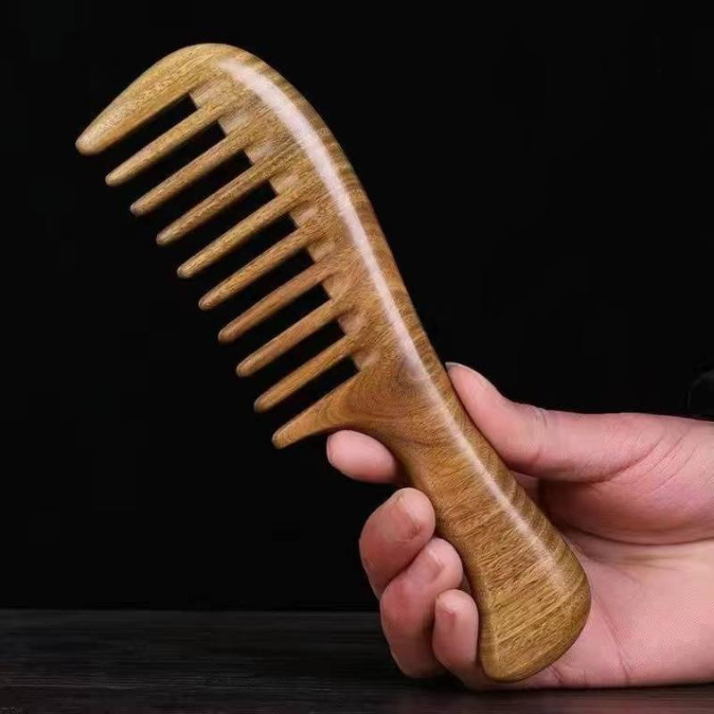Pente De Sândalo Verde Natural Com Aroma Aromático , Dente Largo E Fino , Sem Estática , Desembaraçador , Madeira , Mass