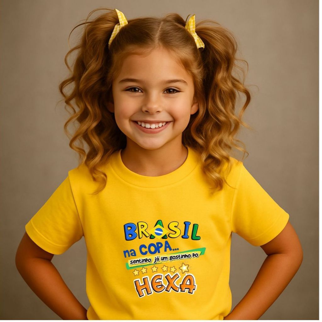 Camiseta Camisa Infantil Unissex Seleção Copa Do Mundo Brasil Na Copa