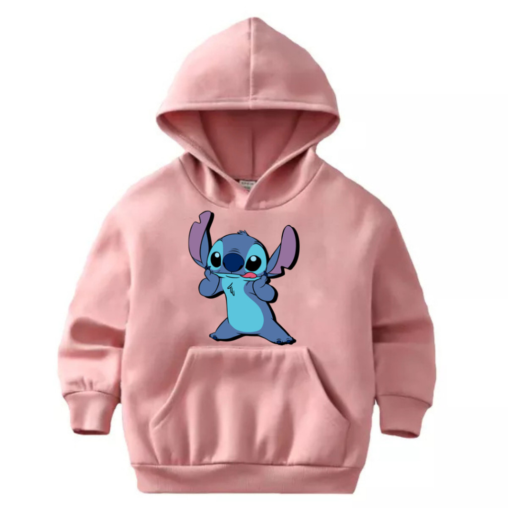 Moletom de Criança do Stitch Infantil Blusa de Frio Juvenil 100% Algodão Canguru Confortável
