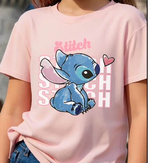 Camiseta camisa blusa infantil Stitch mangá 100% algodão