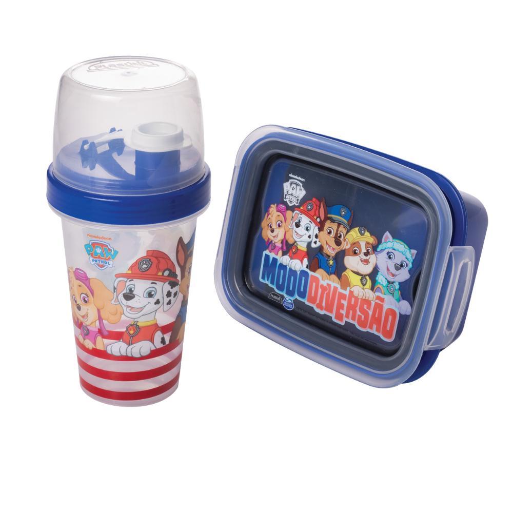Kit Lancheira Patrulha Canina 1 Pote Marmita 1 Garrafa Mini Shakeira Volta à Aulas Plasútil em Oferta na Shopee
