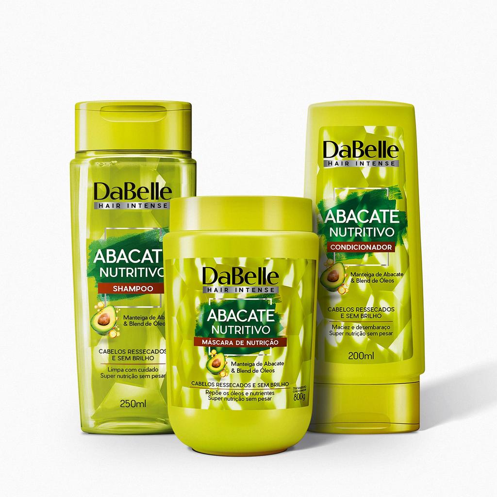 Kit Shampoo e Condicionador + Máscara 800g Abacate Nutritivo - Dabelle Hair