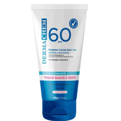 Protetor Solar Rosto FPS 60 Dermachem -Validade 2027 Sem Cor Toque Seco Rejuvenescedor 40g,