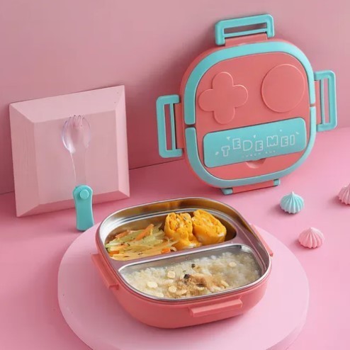 Marmita Lancheira Infantil Térmica Nova Escolar Portátil Recipiente Comida Aço inoxidável 1un-3un