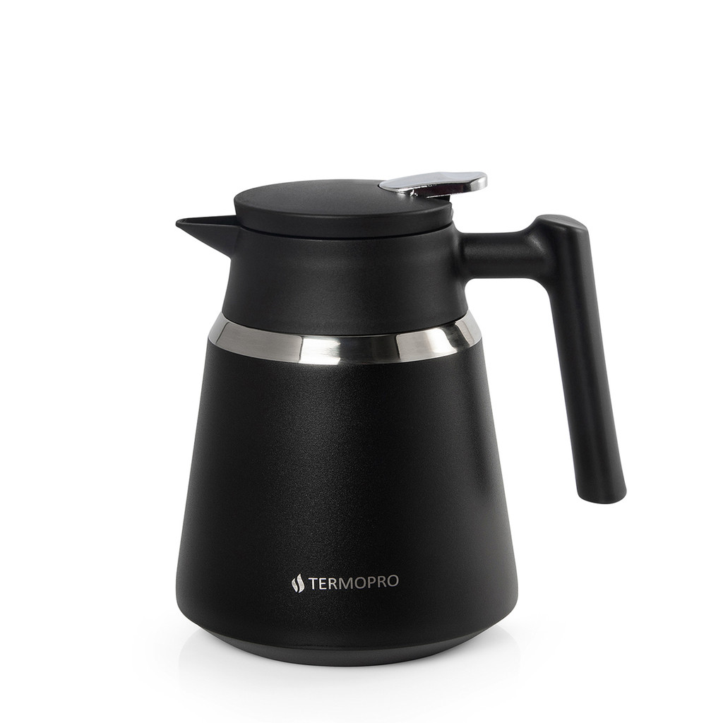 Garrafa Térmica Aço Inox 1L Geisha Preta Café Chá Cozinha Escritório Termopro