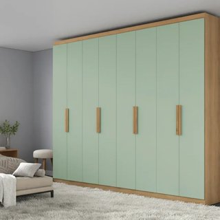 Guarda-roupa 8 Portas 240cm X 220cm X 47cm Milan Capuccino/Menta em Oferta na Shopee