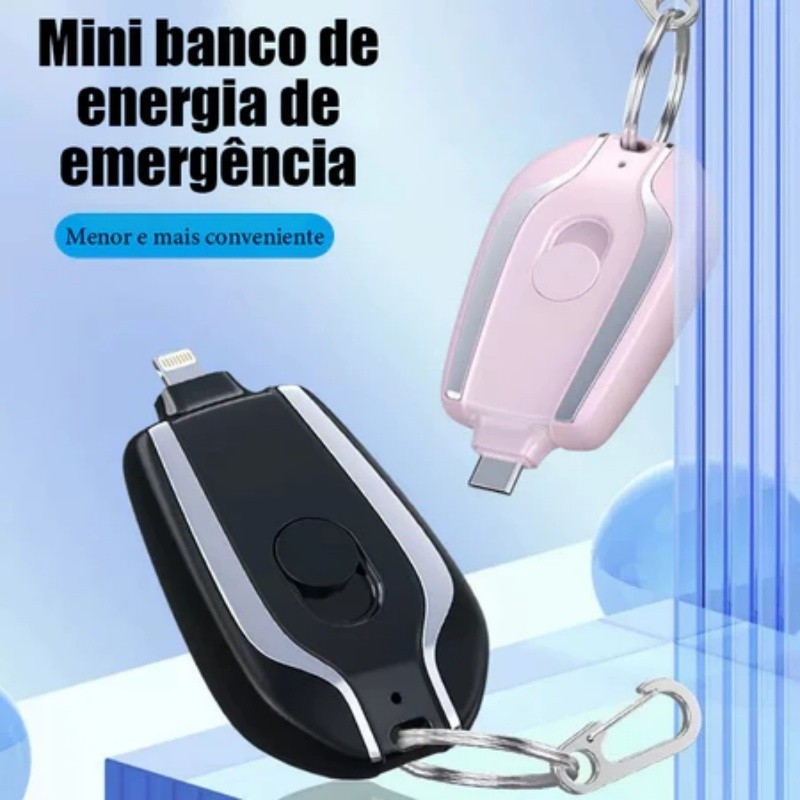 KIT 2 Carregador De Chaveiro Portátil 1500mAh Mini Bateria Ultracompacto De Carregamento Rápido em Oferta na Shopee