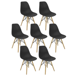 Kit 7 Cadeiras Charles Eames Eiffel Wood Design Varias Cores
