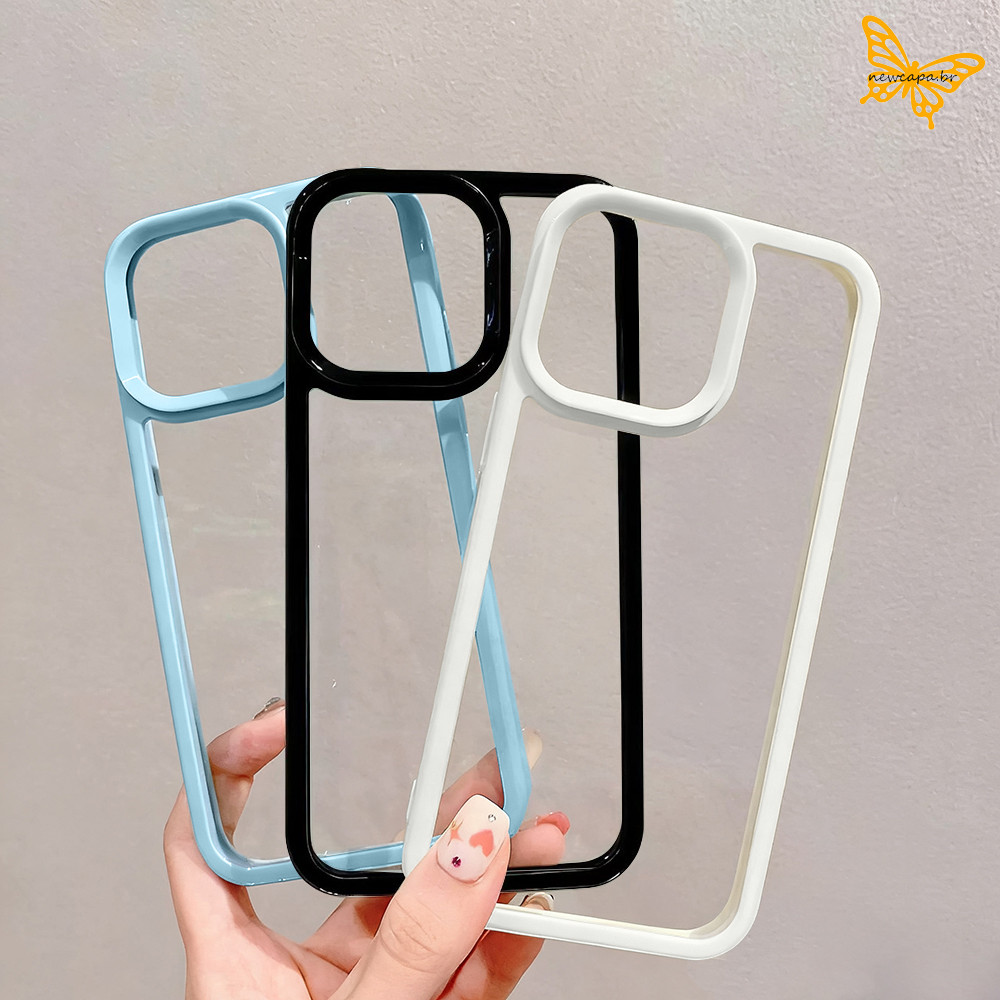 Capa Para iPhone 15 14 13 12 11 Pro Capinha de Celular Silicone Transparente Anti Choque Case KBSS 8900