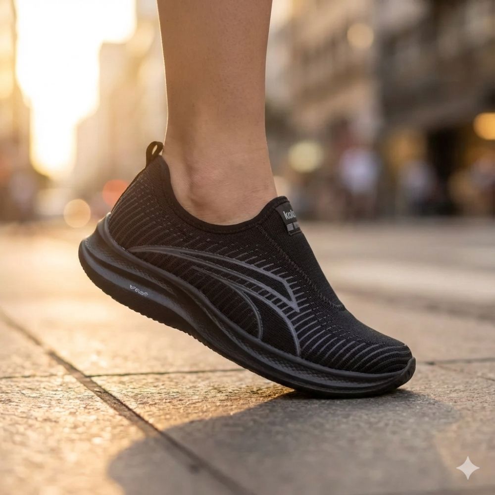 Tênis Feminino Kolosh Esportivo EVAFit Preto/Cinza em Oferta na Shopee