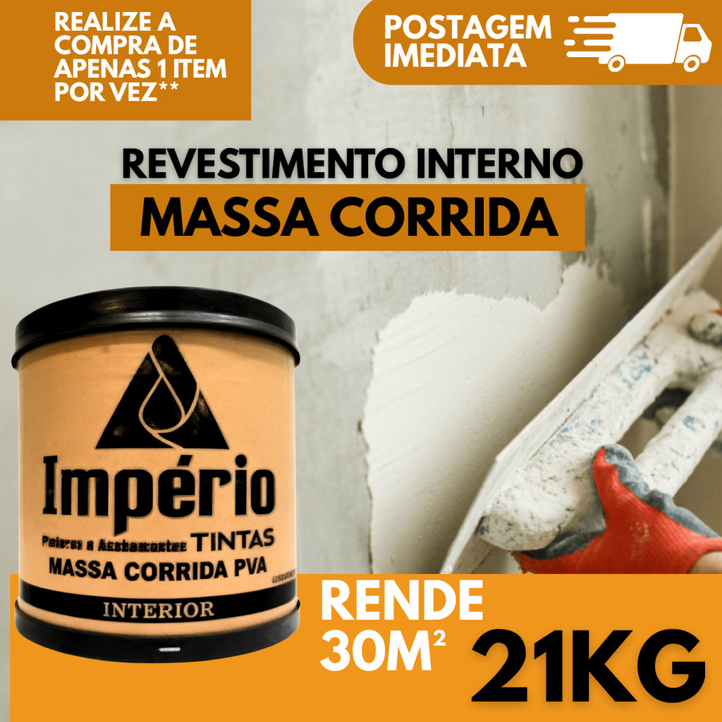 Massa Corrida Premium Pva Império 21kg  1,4kg Acabamento Nivelador Fácil Aplicação desempenadeira em Oferta na Shopee