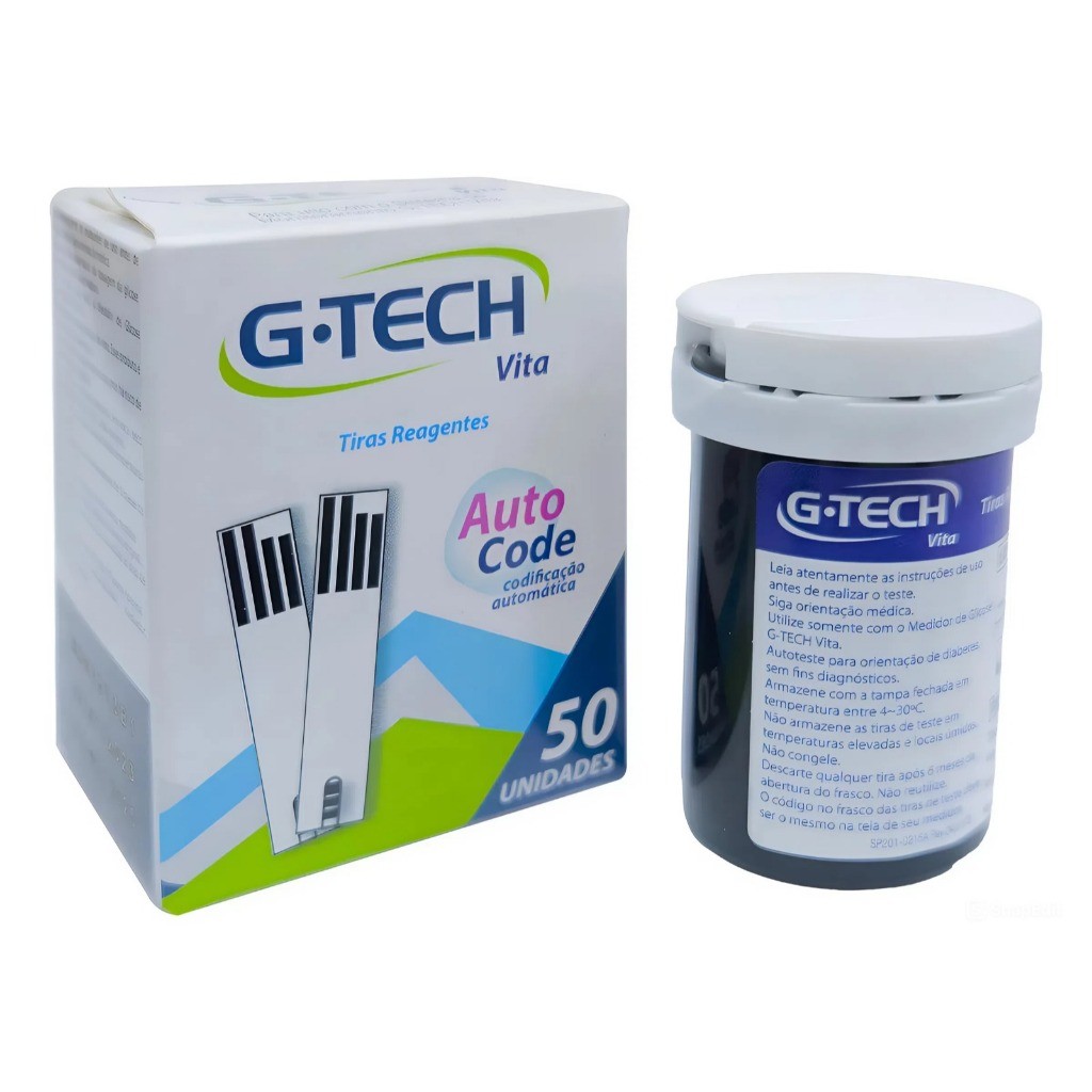 Tira/Fita de Medir Glicose Tira Teste de Glicemia e Diabete VITA Kit com 50, 100, 150 Unidades - Gtech