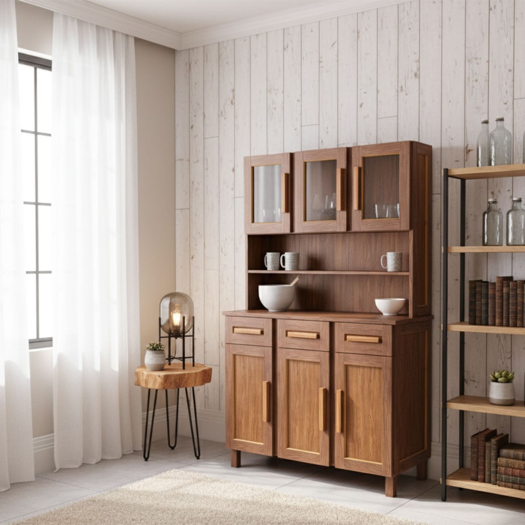 Armário de Cozinha Bahia 6 Portas 3 Gavetas com Vidro Ypê - Rodmóveis em Oferta na Shopee