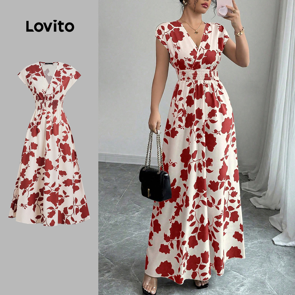 Lovito Vestido Boho Primavera/verão para Mulheres LK2LD133